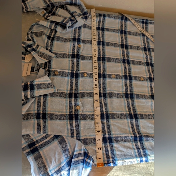 Alfred Dunner Floral Plaid Button Down Shirt Bleu  Boho Retro Size 18 - Picture 6 of 12